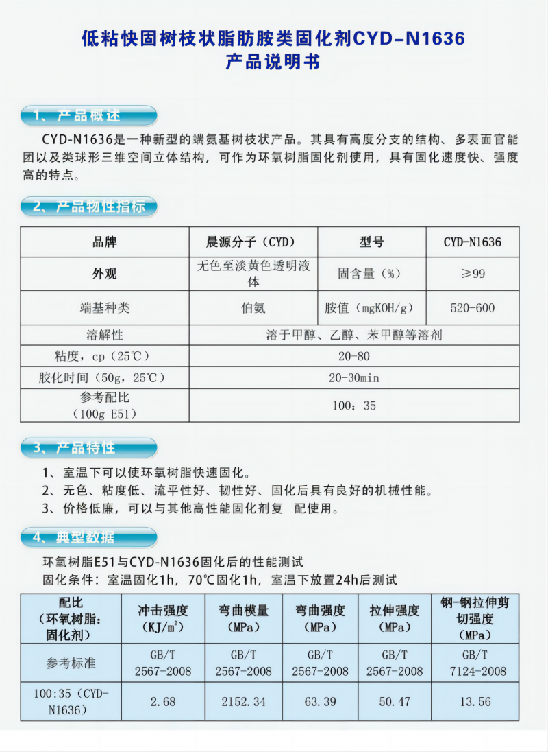 低粘快固树枝状脂肪胺类固化剂CYD-N1636（1）